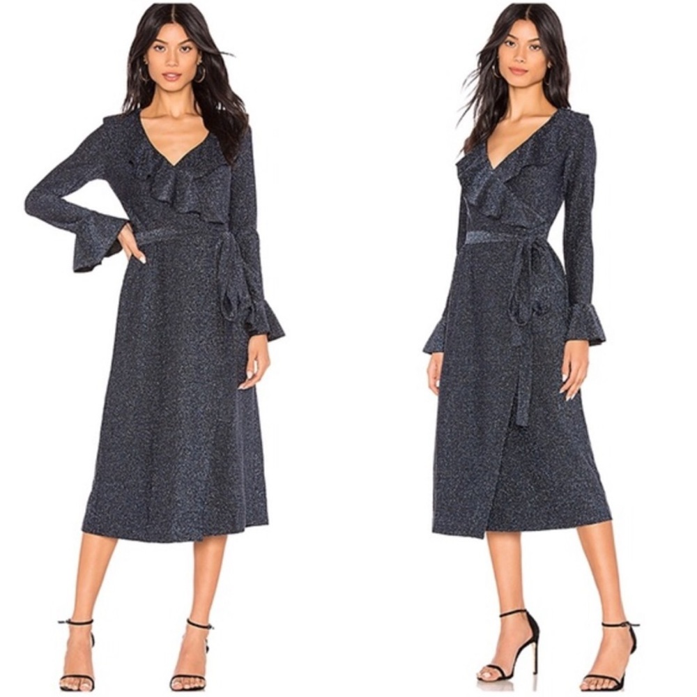 Free People One More Time Shimmer Midi Wrap Dress